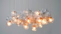 A unique chandelier made from delicate glass orbs filled with tiny glowing creatures. The soft light emitted from each