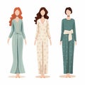 Unique Character Design: Women In Pajamas With Atmospheric Color Washes