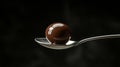 Unique chocolate sphere on a spoon showcasing exquisite dessert presentation Royalty Free Stock Photo