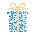 Unique christmas blue gift box, vector illustration