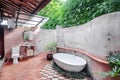 Unique and classic outdoor bathroom Royalty Free Stock Photo