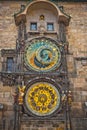 Unique clock on gothic tower in Prague Royalty Free Stock Photo