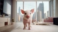 Unique cohabitation: mini pig in a modern space.