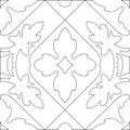 Unique coloring book square page for adults - seamless pattern t