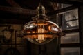 unique combination of modern and vintage lighting in industrial setting