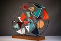 unique combination of shapes and colors in kinetic art piece