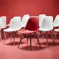 Unique concept red chair stands out among white counterparts