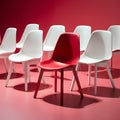 Unique concept red chair stands out among white counterparts