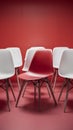 Unique concept red chair stands out among white counterparts