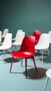 Unique concept red chair stands out among white counterparts