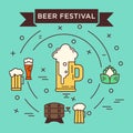 Unique concept of vector template with different beer glasses and brewery stuff. Royalty Free Stock Photo