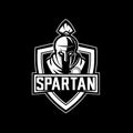 SPARTAN ROMAN WARRIOR CARTOON CHARACTER VECTOR BLACK AND WHITE BADGE SHIELD LOGO TEMPLATE