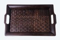 A unique craft batik application on bamboo serving trays. Royalty Free Stock Photo