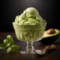 unique and creamy image of Avocado Ice Cream, featuring a scoop of rich and velvety avocado-infused delight by AI generated