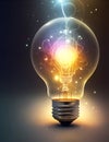Unique Creative Idea Concept with a Light Bulb.natural background. Idea generation, brainstorm concept. Generative Ai technology.