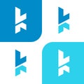 unique creative K logo. stylish unusual fashion brand blue color K letter icon.