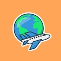 Unique cute airplane and globe world Royalty Free Stock Photo