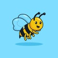 Unique Cute Honey Bee Funny, Smiling, Happy Flat Design Icon, Graphic Vector, Illustration, Cartoon Character, Isolated on