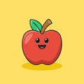 Unique cute red apple fruit flat icon design graphic vector Royalty Free Stock Photo