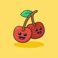 Unique cute red cherry or berry flat design icon graphic vector Royalty Free Stock Photo