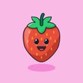 Unique cute red strawberry fruit flat icon design graphic vector Royalty Free Stock Photo