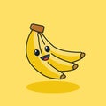Unique cute yellow banana fruit flat icon design graphic vector Royalty Free Stock Photo