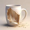 Unique 3d Coffee Mug With Realistic Details And Cracked Bottom