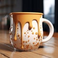 Unique 3d Mug With Coffee Drips Unreal Engine Rendered Cartoony Style Royalty Free Stock Photo