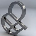 Unique 3D Shape Symbol Dark Metal On Grey Background For Logo Royalty Free Stock Photo