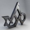 Unique 3D Shape Symbol Dark Metal On Grey Background For Logo Royalty Free Stock Photo