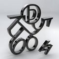 Unique 3D Shape Symbol Dark Metal On Grey Background For Logo Royalty Free Stock Photo