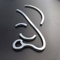 Unique 3D Shape Symbol Silver Metal On Dark Background For Logo Royalty Free Stock Photo