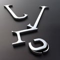 Unique 3D Shape Symbol Silver Metal On Dark Background For Logo Royalty Free Stock Photo