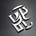 Unique 3D Shape Symbol Silver Metal On Dark Background For Logo Royalty Free Stock Photo