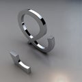 Unique 3D Shape Symbol Silver Metal On Dark Grey Background For Logo Royalty Free Stock Photo