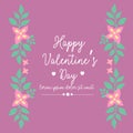 Unique Decorative of happy valentine invitation card, with beautiful leaf and floral frame. Vector Royalty Free Stock Photo