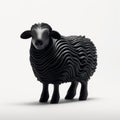 Unique Designer Toy: Toy Black Sheep With Sinuous Lines And Textured Surface