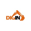 DIG IN exavator logo image vector