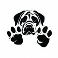 Unique Dog Paw Print Drawing: Rottweiler Silhouette In Unconventional Pose