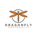 Unique dragonfly logo template. simple shape and color. vector. editable. Minimalist elegant Dragonfly logo design with line art s