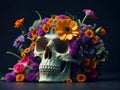 Funny Skull and Beautiful Flowers Style