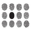 Unique Fingerprint Collection Vector Silhouette for Secure Identification Royalty Free Stock Photo