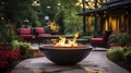 A Unique Fire pit Offering Warmth and Modern Design. Generative AI