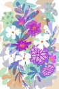 Hand drawn flat floral graphic design for covers, posters, background, garden scene spring and summer Royalty Free Stock Photo