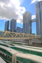 Unique Foot Bridge over Commuter Trains, Toronto, Ontario, Canada