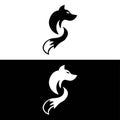 unique fox logo, fox illustration, vector.Logo design of black fox silhouette animal mascot logo template vector illustration Royalty Free Stock Photo