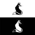 unique fox logo, fox illustration, vector.Logo design of black fox silhouette animal mascot logo template vector illustration Royalty Free Stock Photo