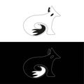 unique fox logo, fox illustration, vector.Logo design of black fox silhouette animal mascot logo template vector illustration Royalty Free Stock Photo