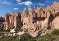 Unique geological formations in Zelve valley, Cappadocia, Central Anatolia, Turkey Royalty Free Stock Photo