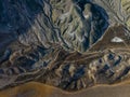 Aerial top-down view of colorful eroded hills in Nall?han, Turkey. Royalty Free Stock Photo